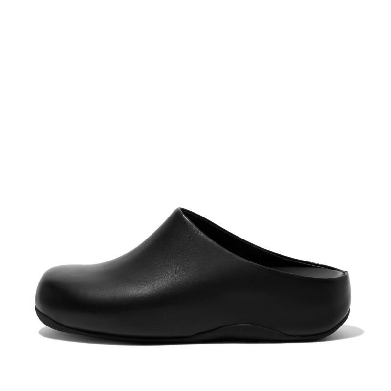 Women\'s Fitflop Shuv Wipe Clean Clogs Black | CA-3892617-TD