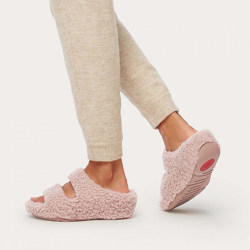 Women's Fitflop Shuv Wool Shearling Slippers Pink | CA-2568413-QP