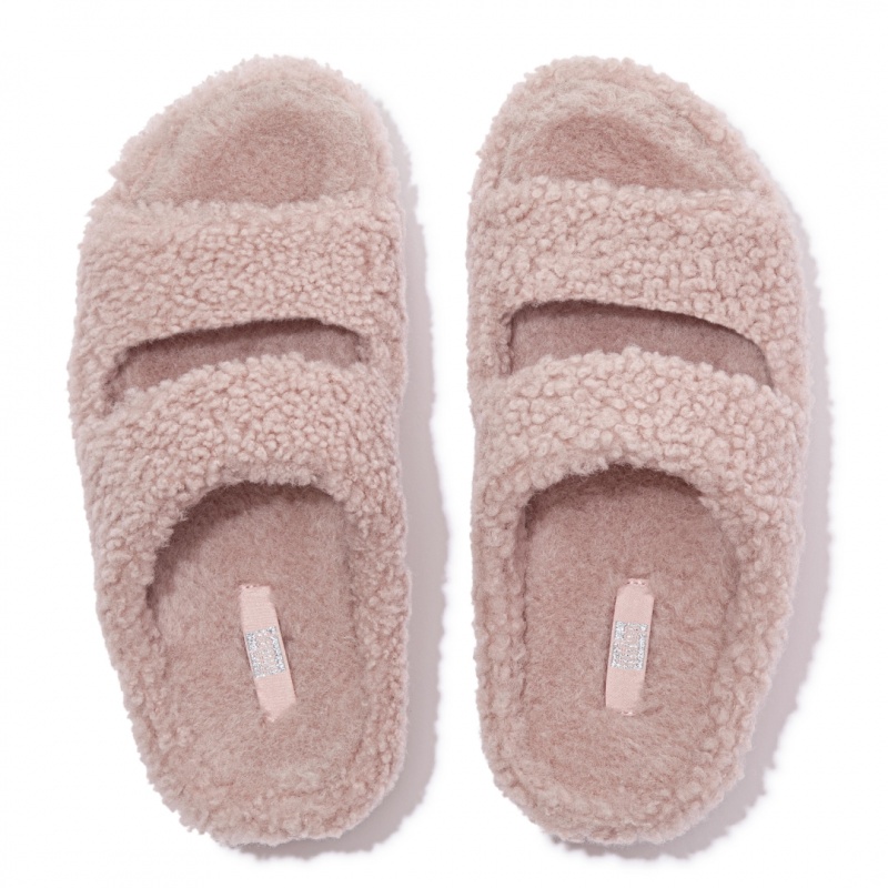 Women's Fitflop Shuv Wool Shearling Slippers Pink | CA-2568413-QP