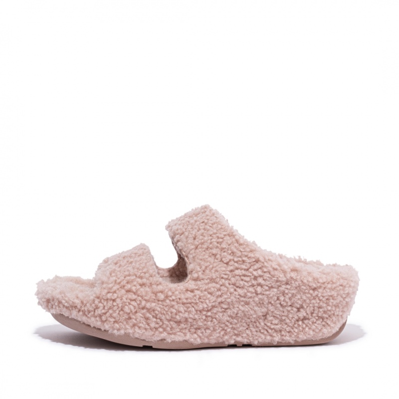 Women\'s Fitflop Shuv Wool Shearling Slippers Pink | CA-2568413-QP