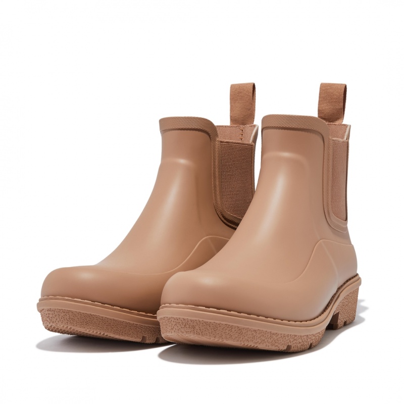 Women's Fitflop Wonderwelly Chelsea Rain Boots Light Brown | CA-6154287-YA